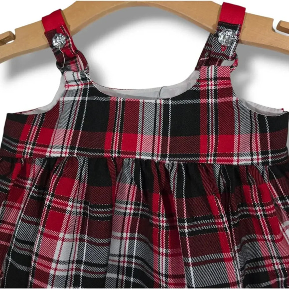Bonnie Baby by Bonnie Jean Red Metallic Plaid Dress – Baby Girl 12M Holiday dres - Picture 2 of 7